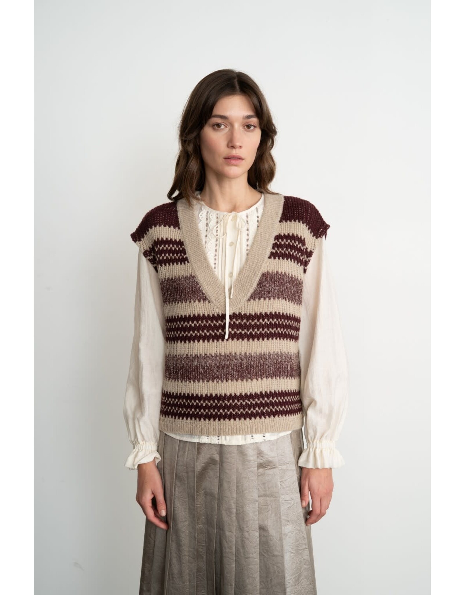 VNECK STRIPED SWEATER VEST