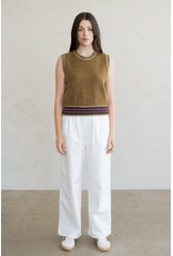 RIB STRIPED CREW NECK SWEATER VEST