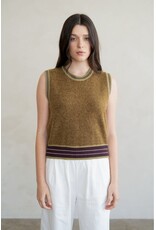 RIB STRIPED CREW NECK SWEATER VEST