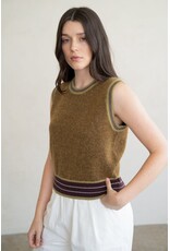 RIB STRIPED CREW NECK SWEATER VEST