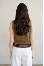 RIB STRIPED CREW NECK SWEATER VEST