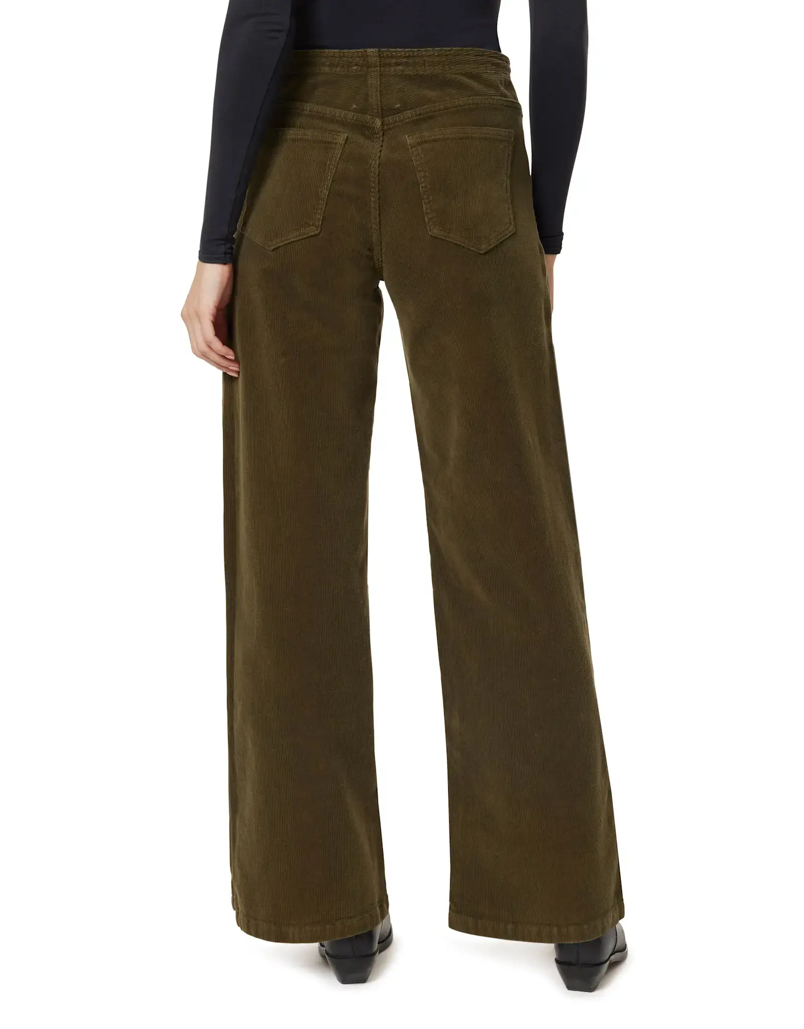 DRAWSTRING CORDUROY WIDE LEG PANTS
