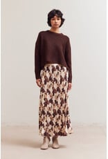 FLORAL PRINT PLEATED MIDI SKIRT