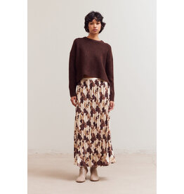 FLORAL PRINT PLEATED MIDI SKIRT