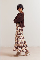 FLORAL PRINT PLEATED MIDI SKIRT