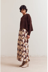 FLORAL PRINT PLEATED MIDI SKIRT