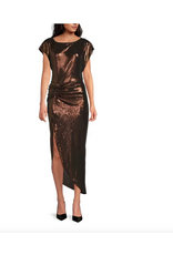 MIDI CAP SLEEVE METALLIC DRESS