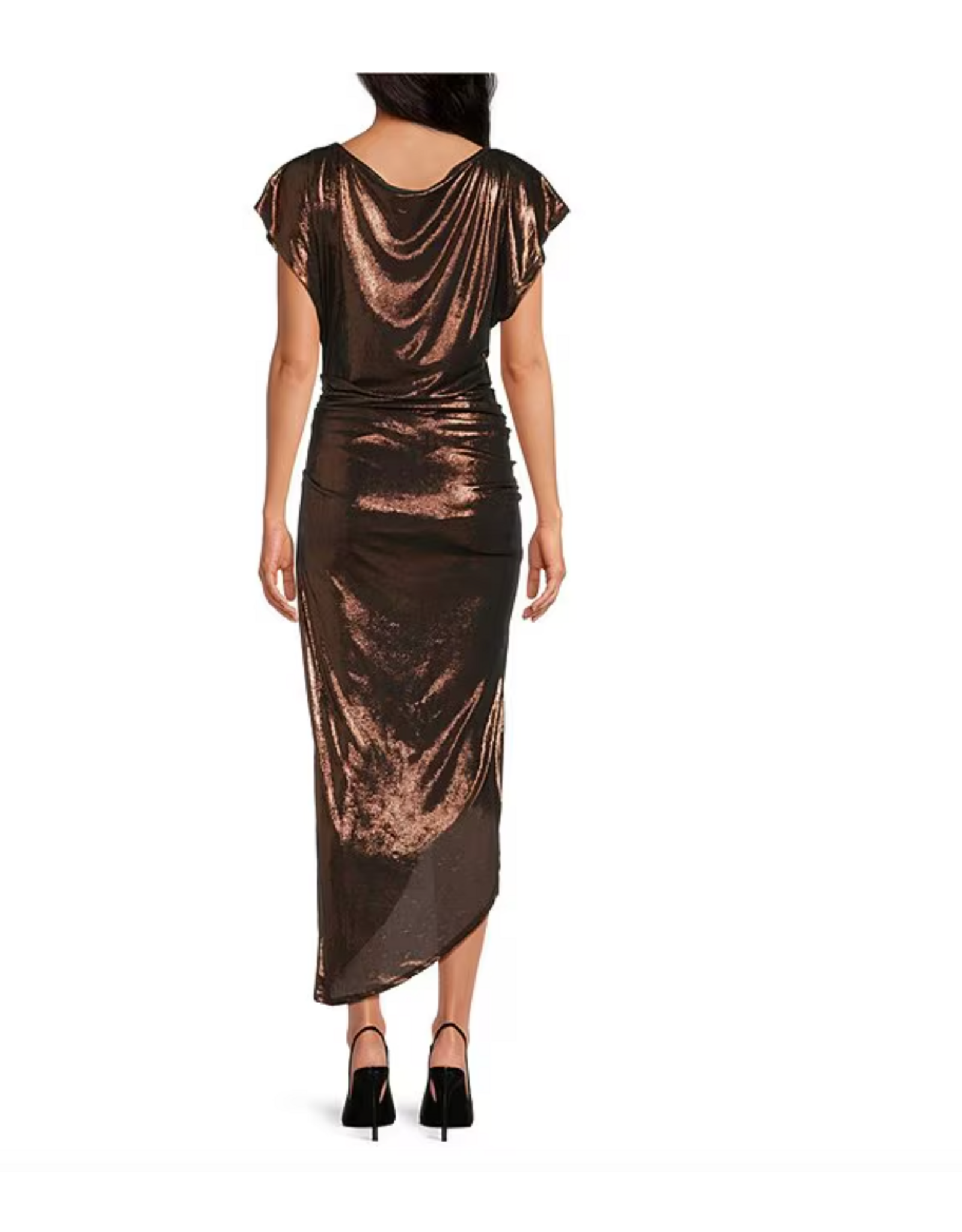 MIDI CAP SLEEVE METALLIC DRESS