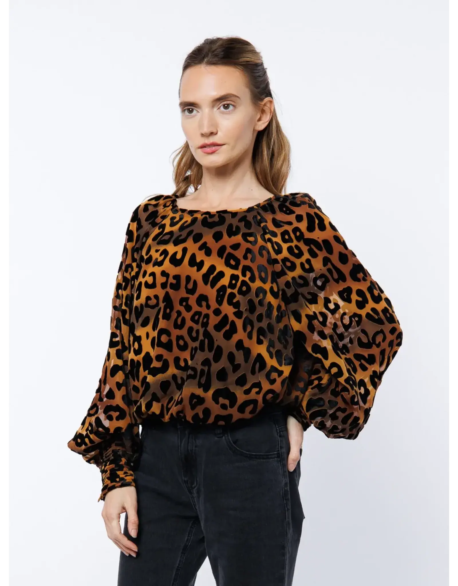 LSLV ANIMAL PRINT CROPPED BLOUSE