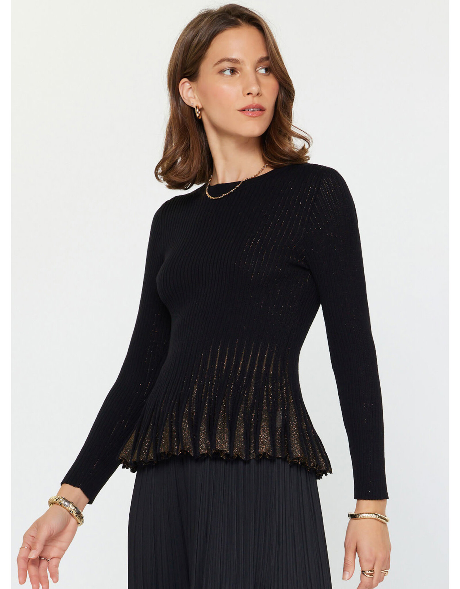 LSLV KNIT TOP W/ CONTRAST HEM