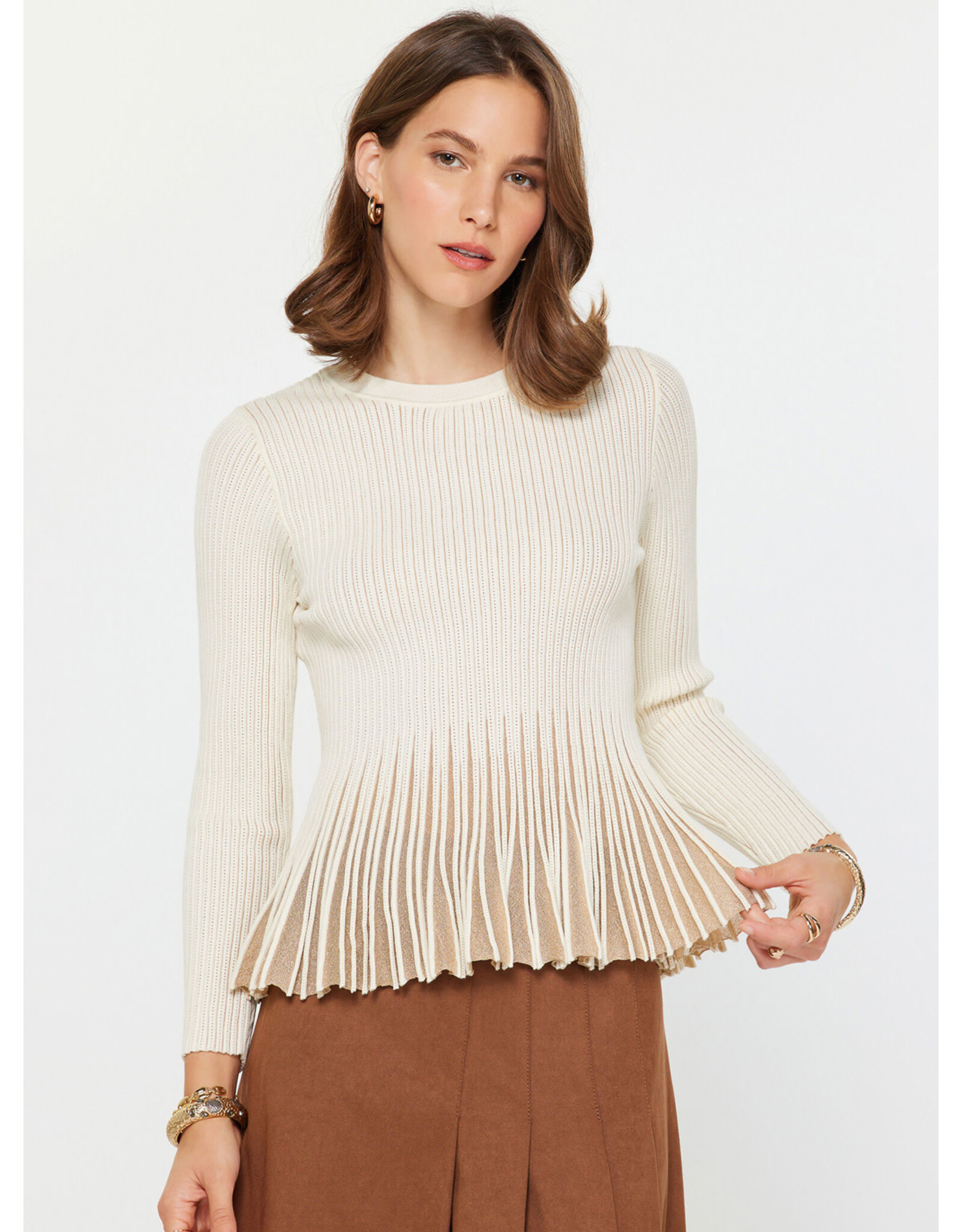 LSLV KNIT TOP W/ CONTRAST HEM