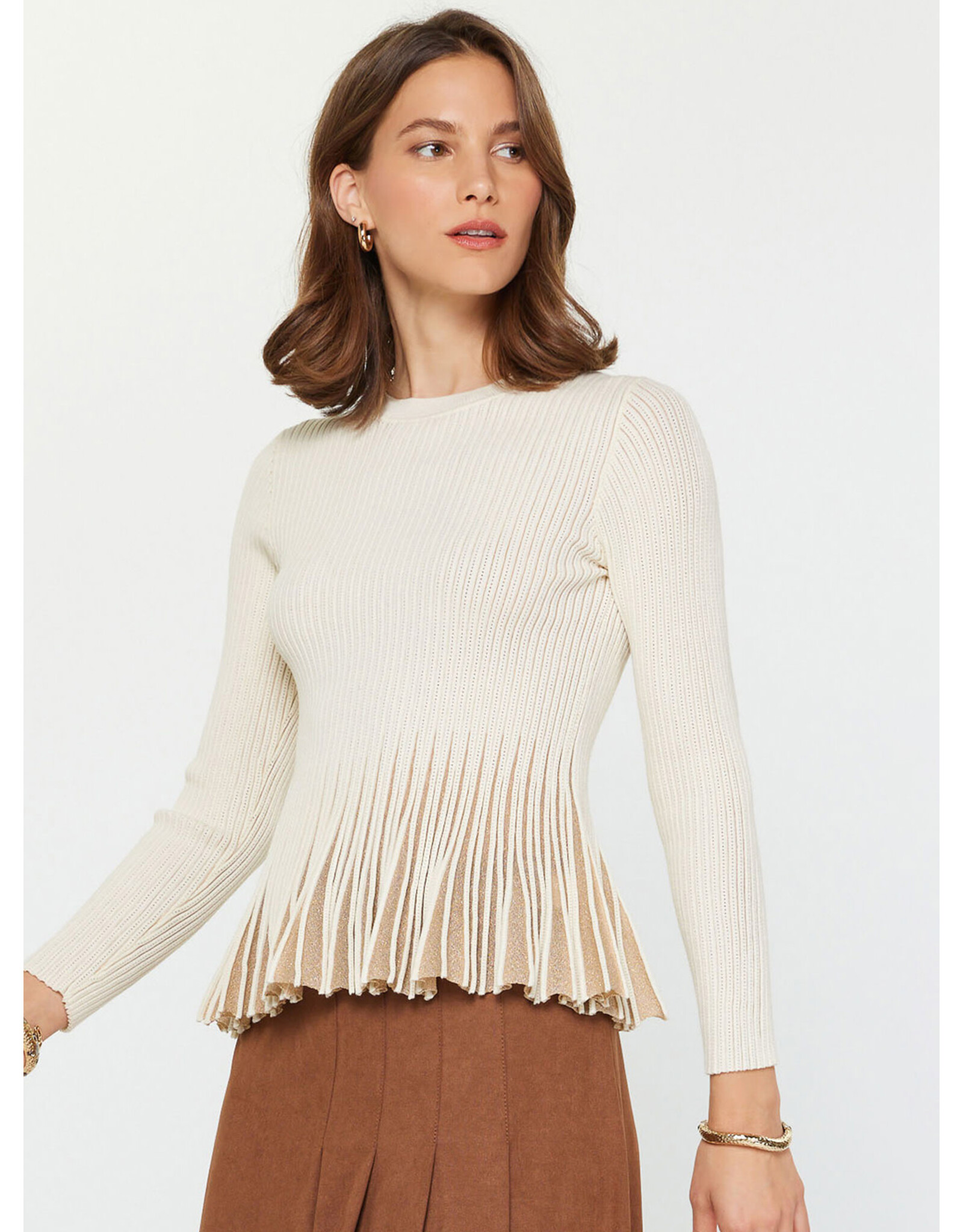 LSLV KNIT TOP W/ CONTRAST HEM