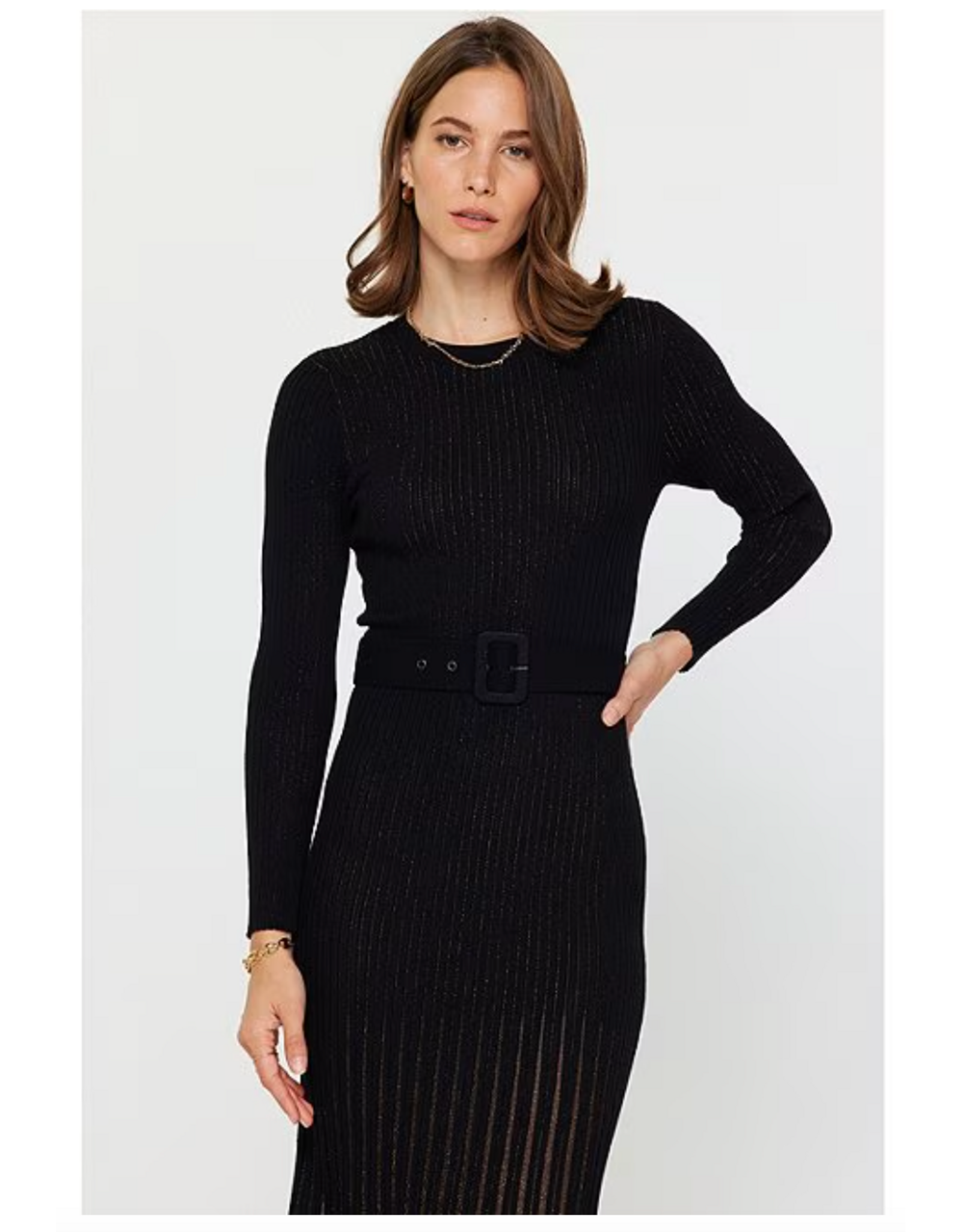 LSLV SWEATER DRESS W/CONTRAST GODET SKIRT