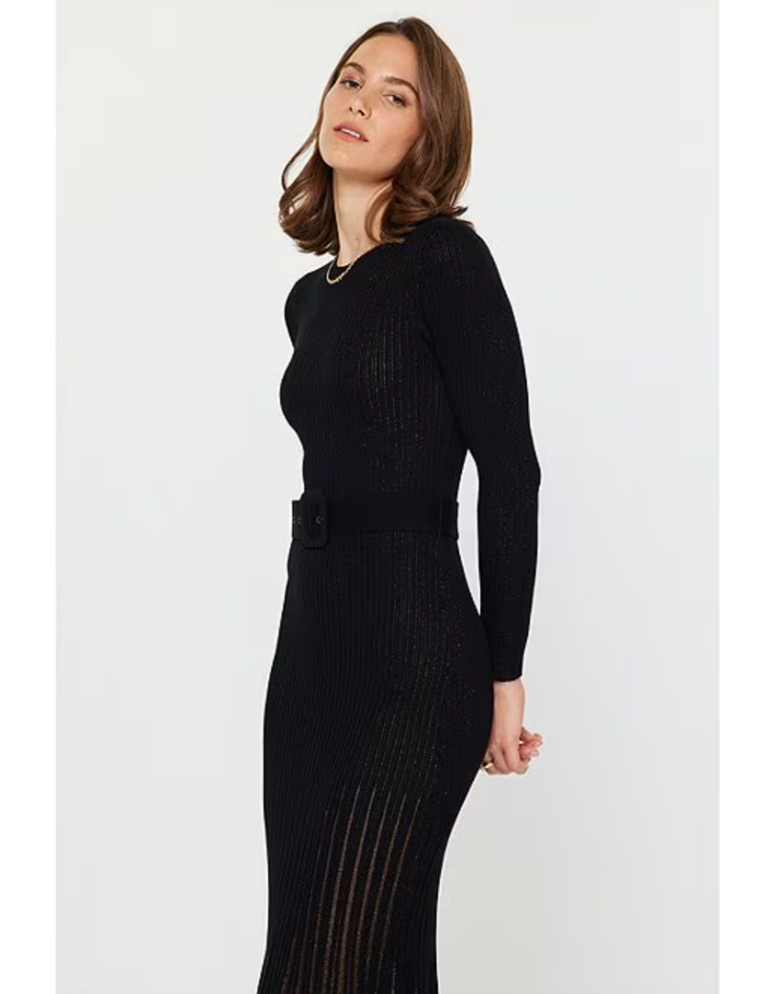 LSLV SWEATER DRESS W/CONTRAST GODET SKIRT