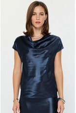 COWL NECK SILK SWEATER BACK BLOUSE