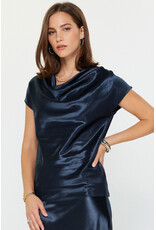 COWL NECK SILK SWEATER BACK BLOUSE