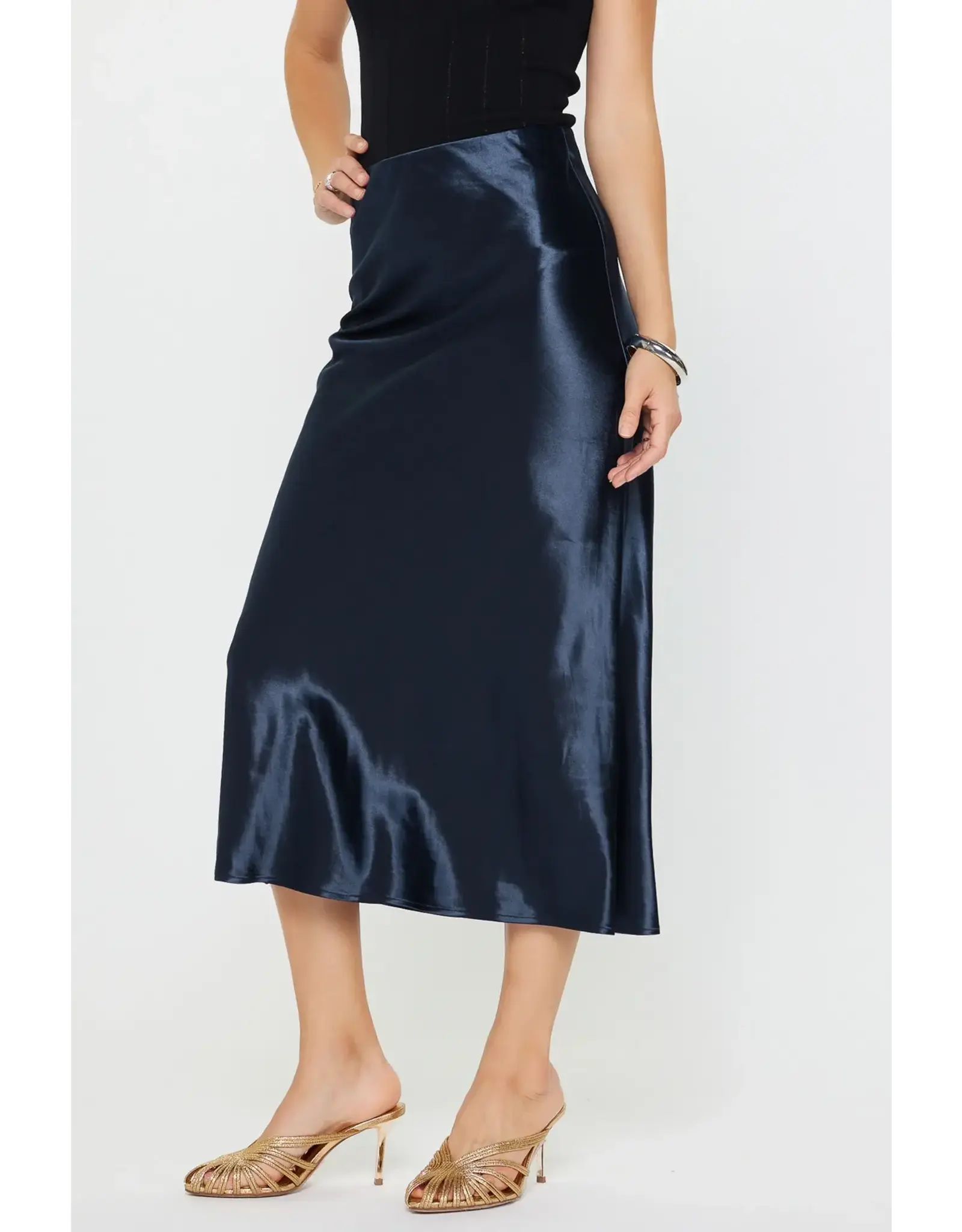 ELASTIC WAIST BIAS MIDI SKIRT