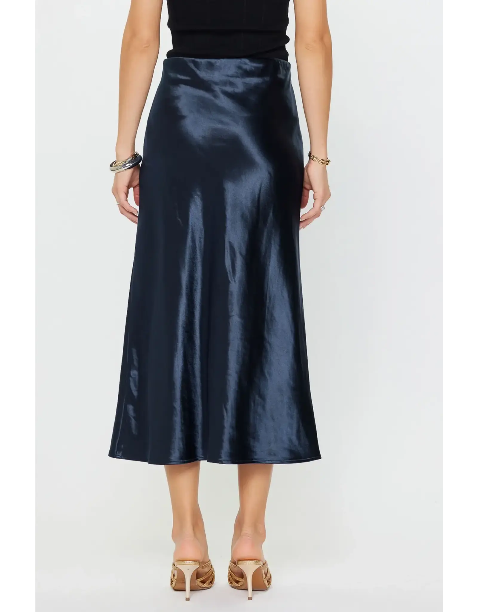 ELASTIC WAIST BIAS MIDI SKIRT