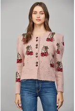 CHERRY MOTIF BUTTON CARDIGAN