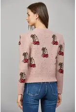 CHERRY MOTIF BUTTON CARDIGAN