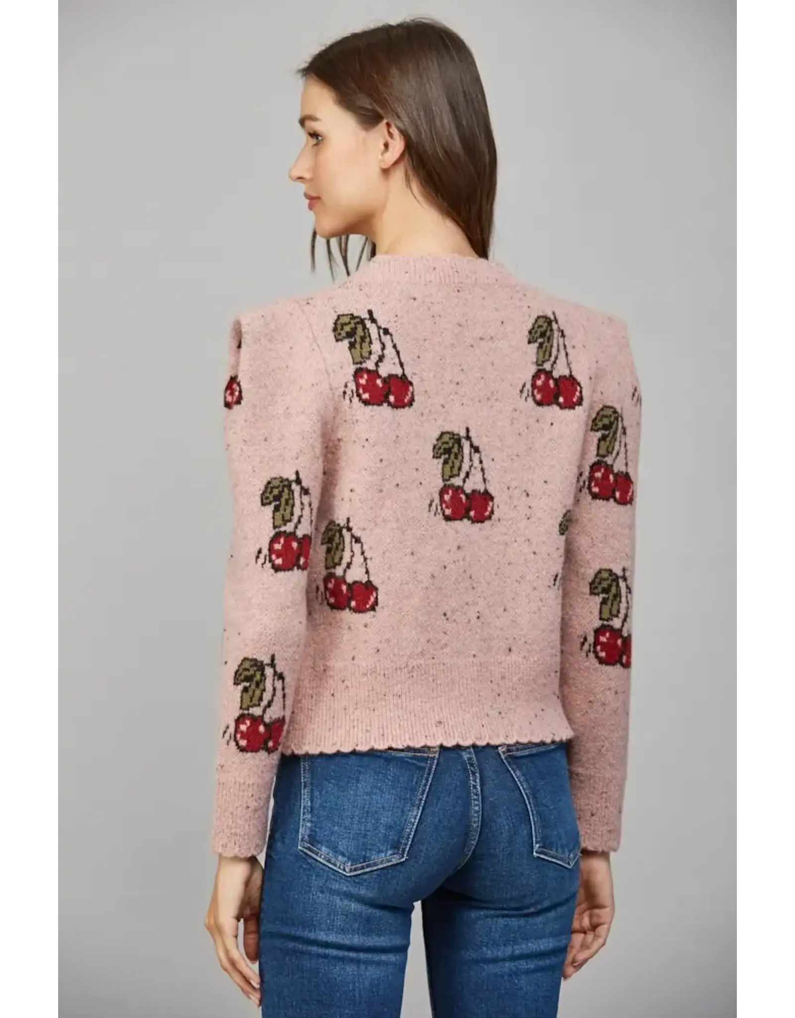 CHERRY MOTIF BUTTON CARDIGAN