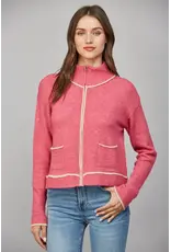CONTRAST PIPING ZIP UP CARDIGAN