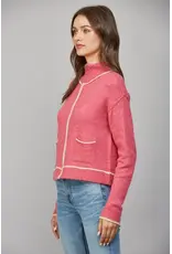 CONTRAST PIPING ZIP UP CARDIGAN