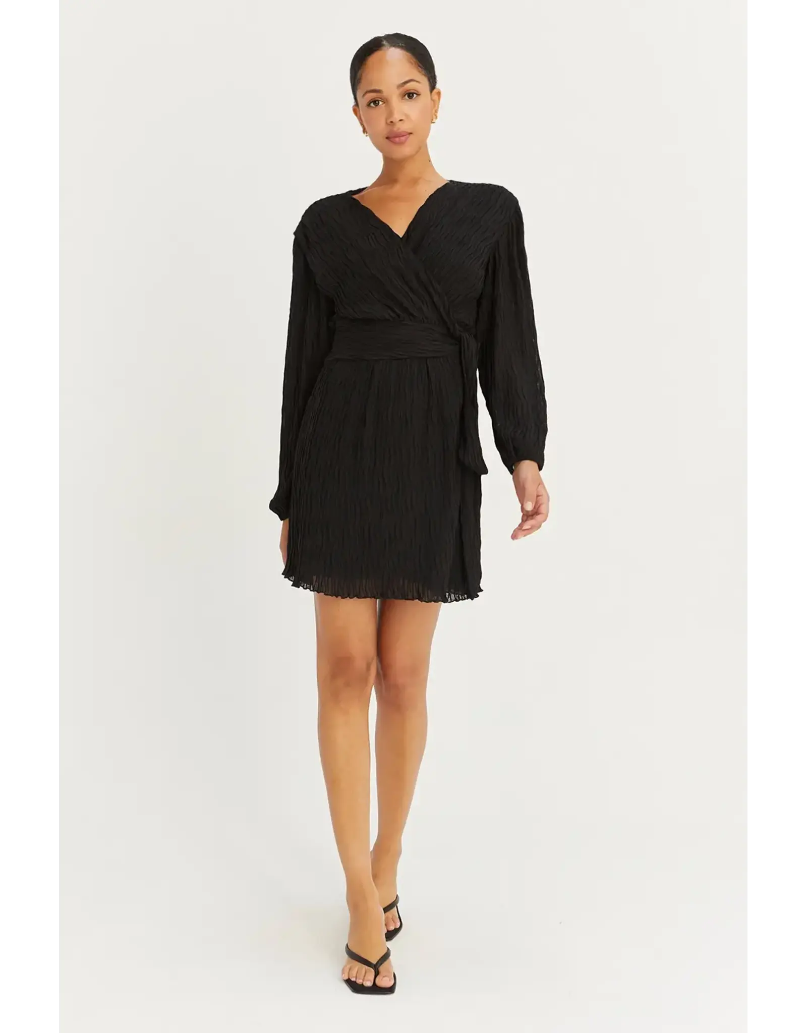 JILL PLEATED CHIFFON WRAP DRESS