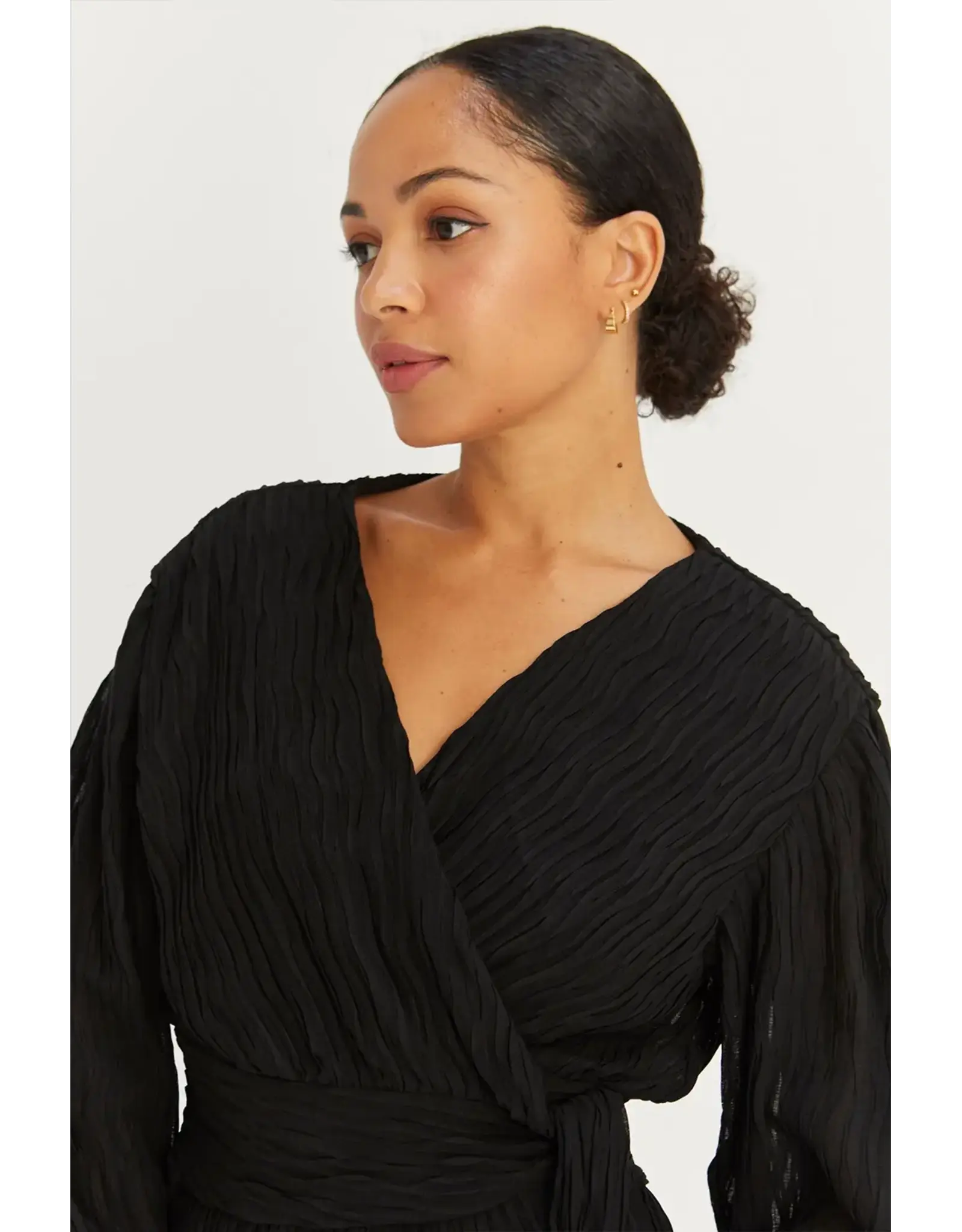 JILL PLEATED CHIFFON WRAP DRESS