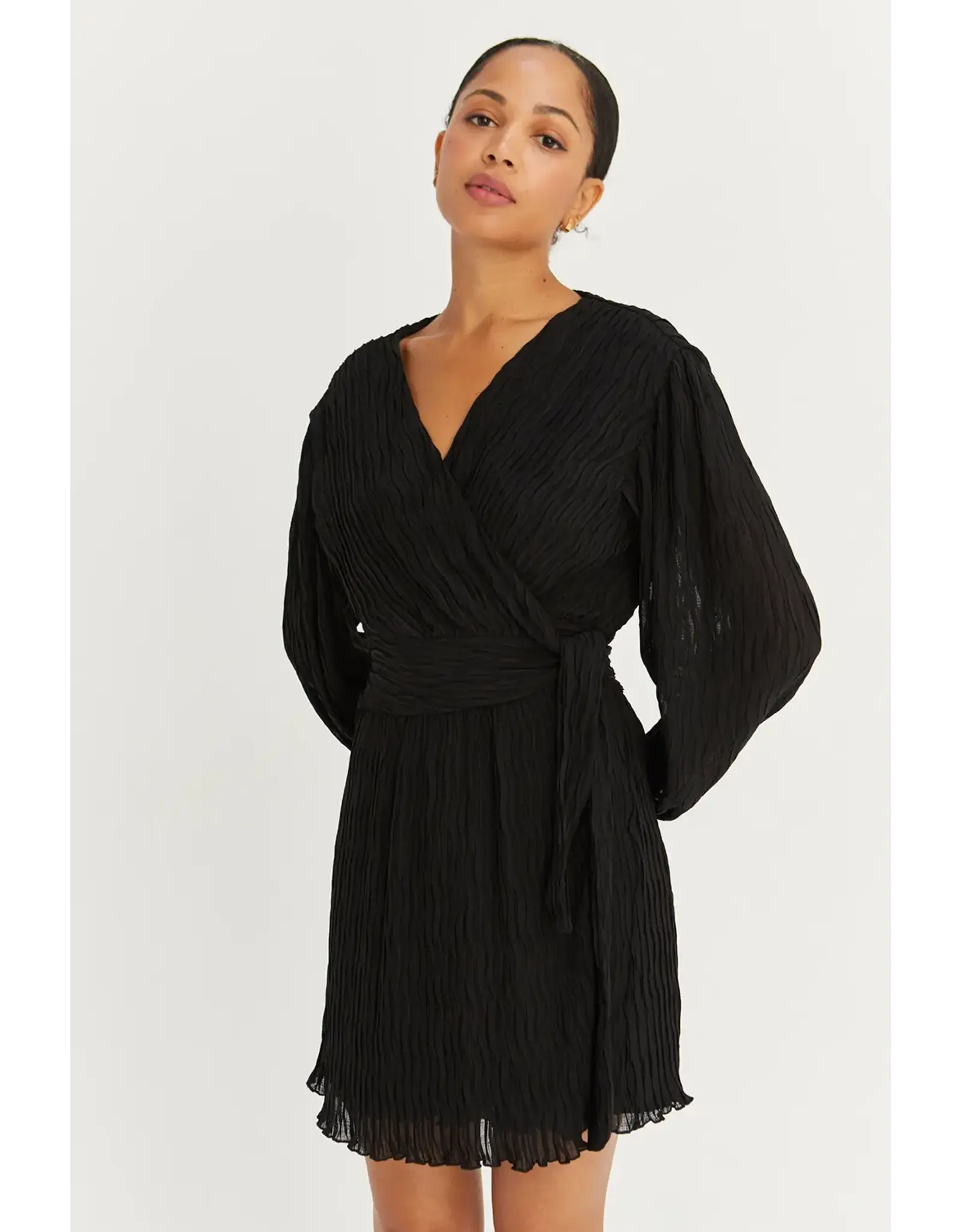 JILL PLEATED CHIFFON WRAP DRESS