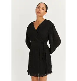 JILL PLEATED CHIFFON WRAP DRESS