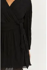 JILL PLEATED CHIFFON WRAP DRESS