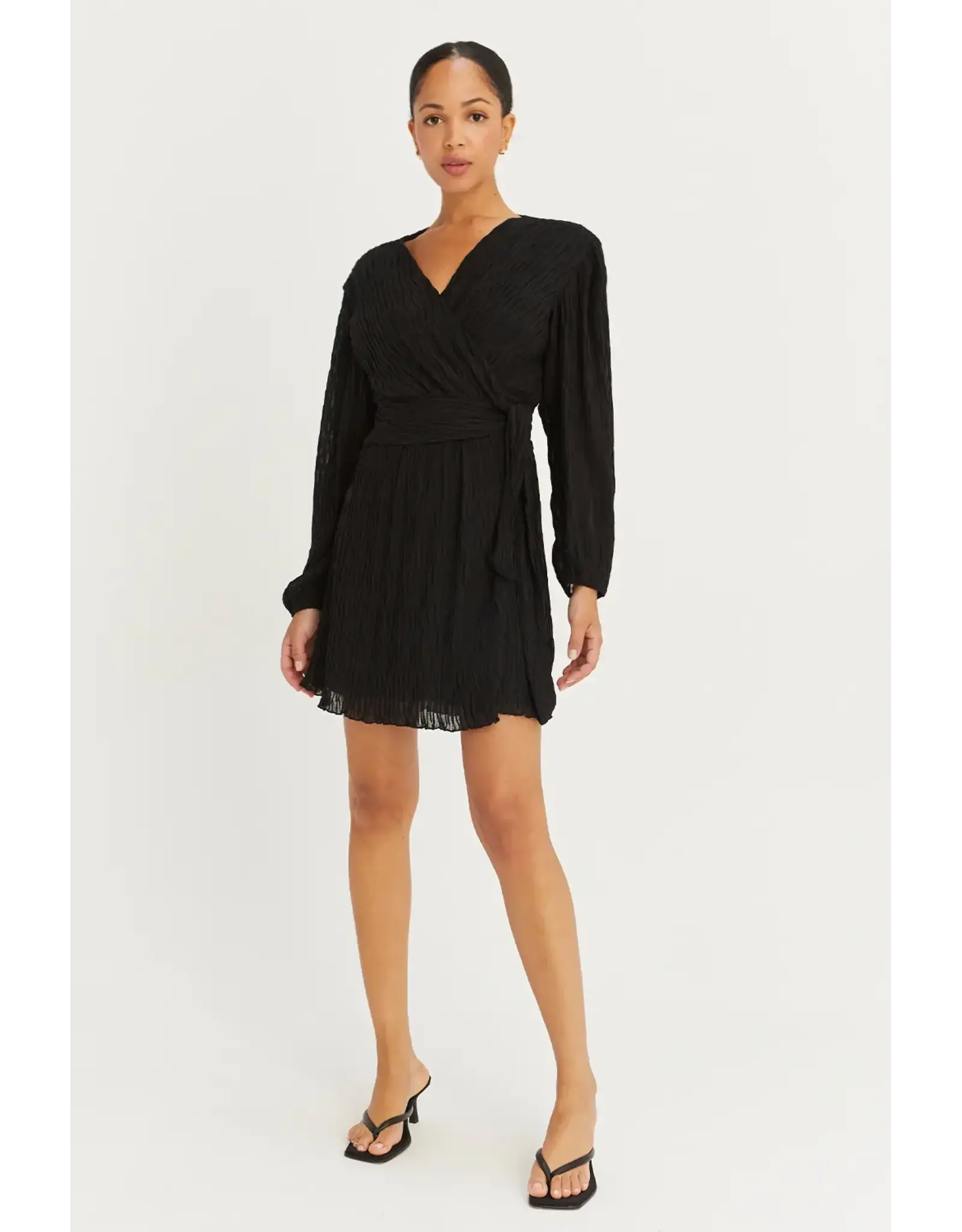 JILL PLEATED CHIFFON WRAP DRESS