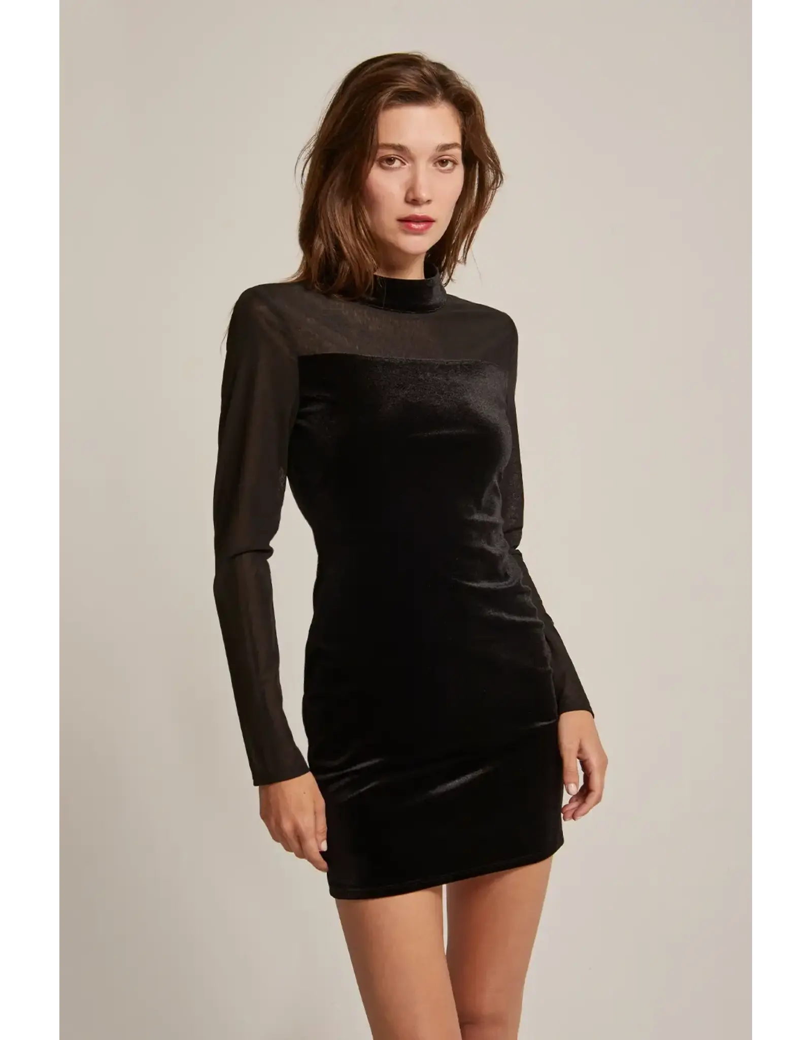 MOCK NECK VELVET MIXED MINI