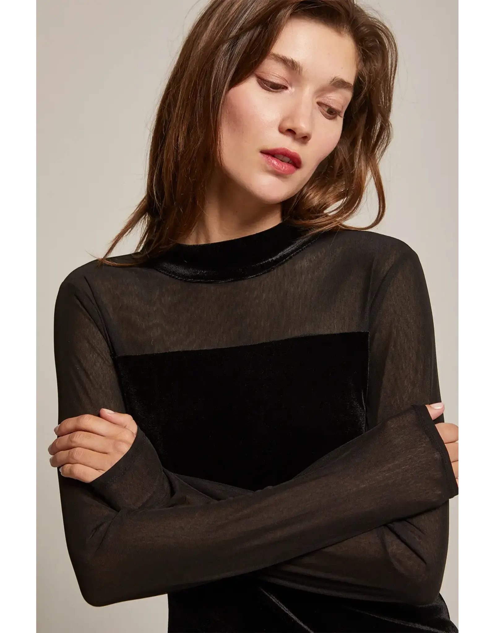 MOCK NECK VELVET MIXED MINI