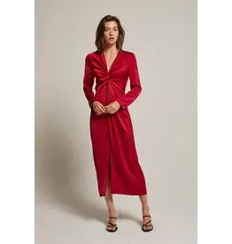 TEXTURED SATIN FRONT TWIST MIDI