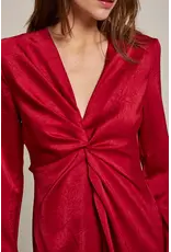 TEXTURED SATIN FRONT TWIST MIDI