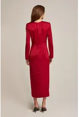 TEXTURED SATIN FRONT TWIST MIDI