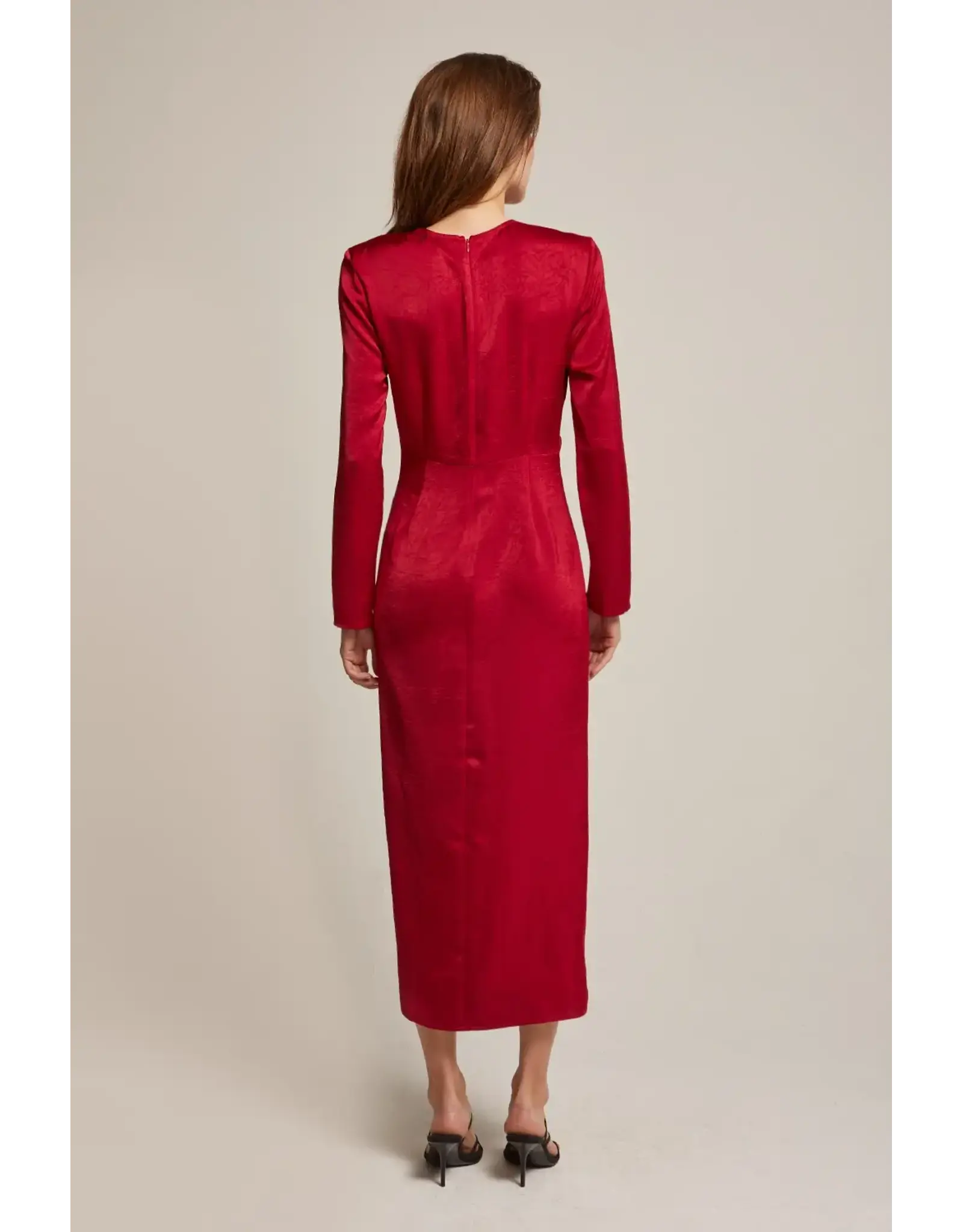 TEXTURED SATIN FRONT TWIST MIDI