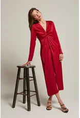 TEXTURED SATIN FRONT TWIST MIDI