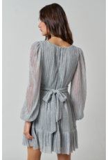 Lurex Long Sleeve Front Twist Mini Dress