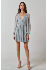 Lurex Long Sleeve Front Twist Mini Dress