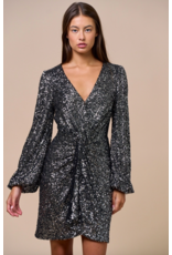 Sequin Front Twist Mini Dress