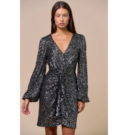 Sequin Front Twist Mini Dress