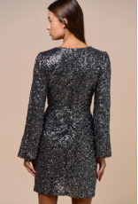Sequin Front Twist Mini Dress
