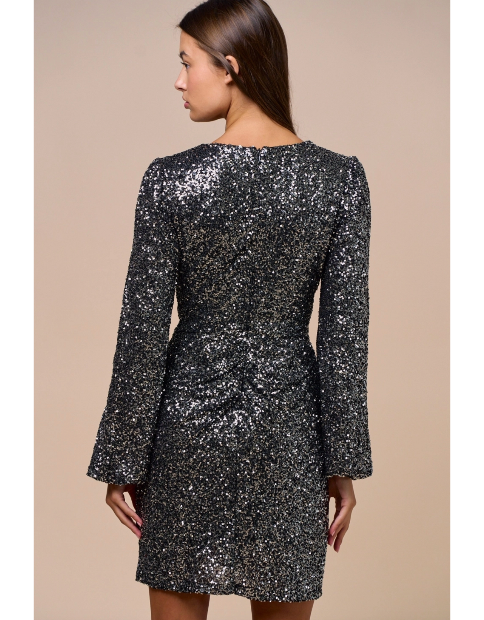Sequin Front Twist Mini Dress