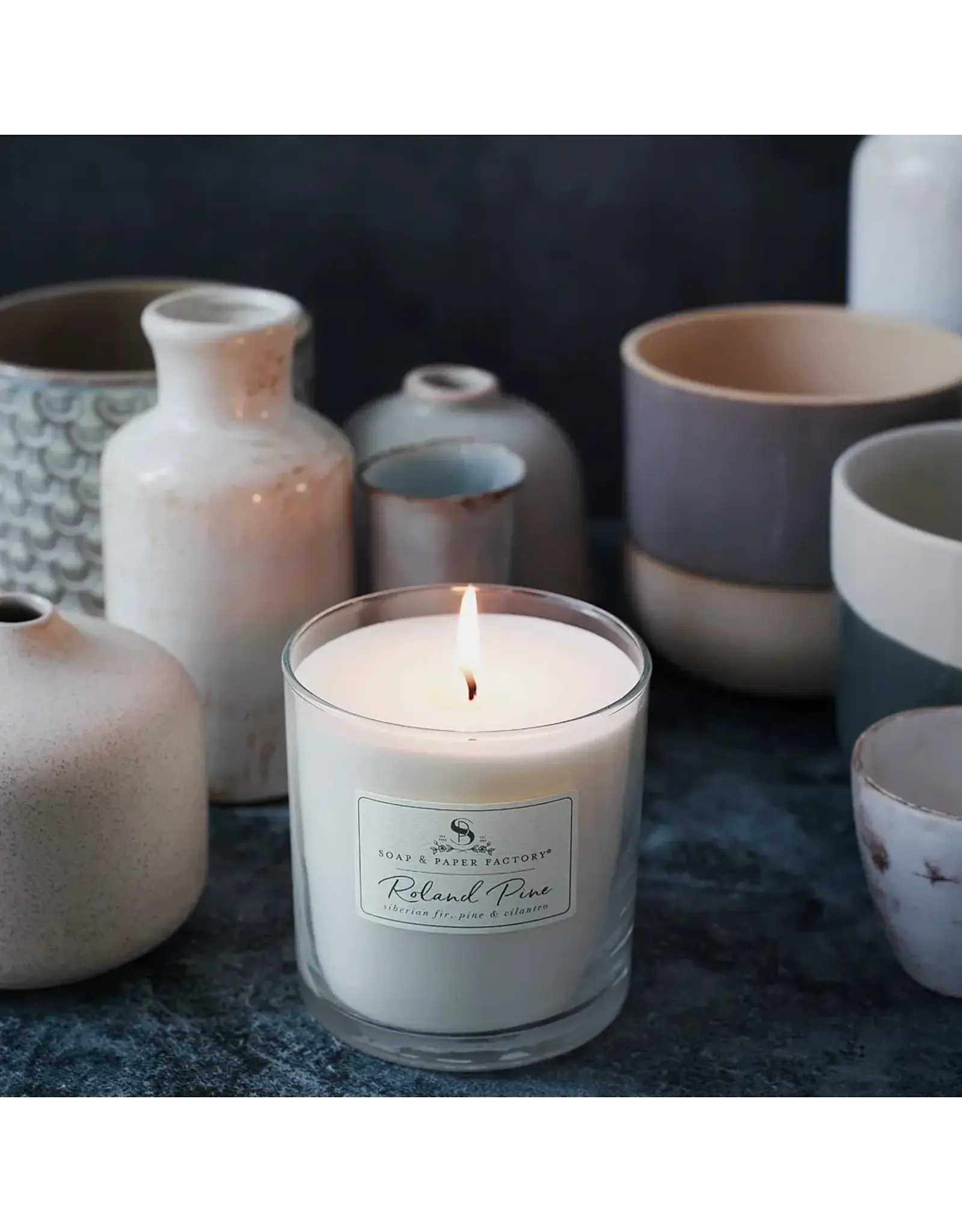 SOAP & PAPER FACTORY ROLAND PINE LARGE SOY CANDLE