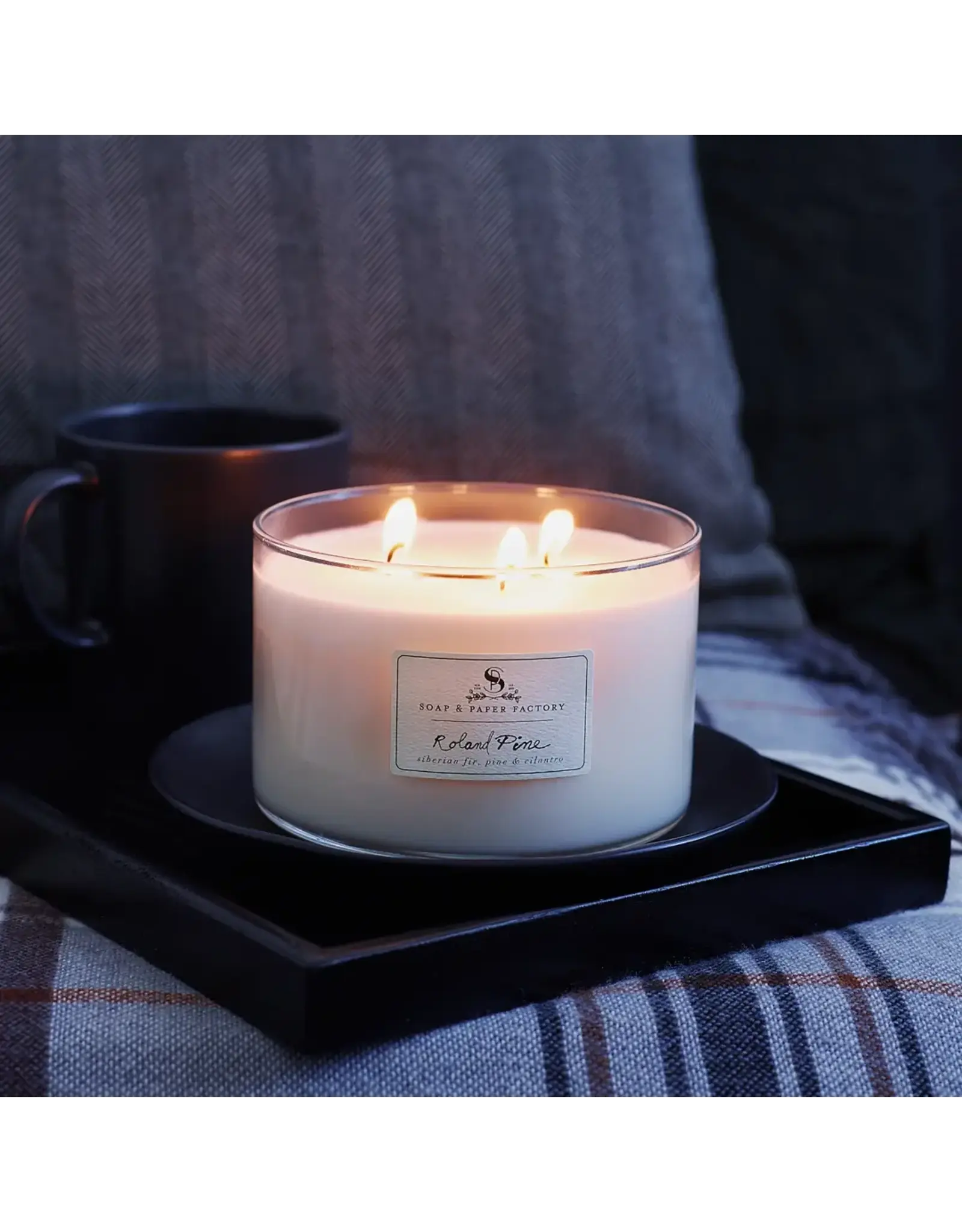 SOAP & PAPER FACTORY ROLAND PINE 3 WICK SOY CANDLE