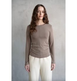 SIDE GATHER DETAILED CREW NECK TOP