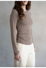 SIDE GATHER DETAILED CREW NECK TOP